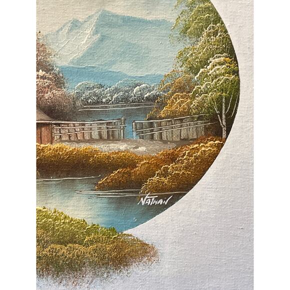 Pair of Unframed Fall Themed Oil Painting by Nathan - Picture 3 of 9